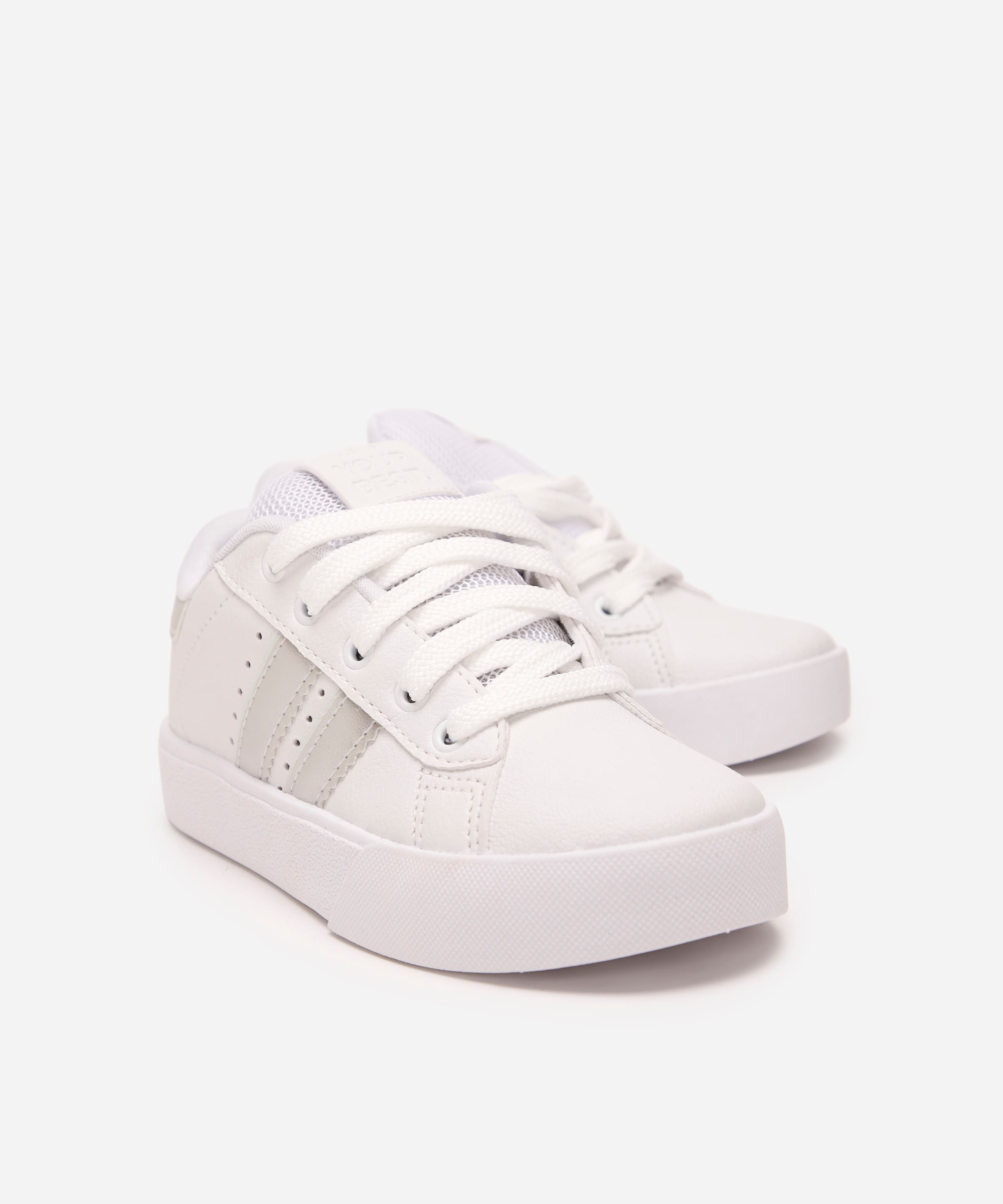 tênis casual infantil com recortes ollie branco