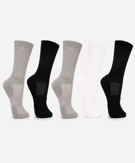 kit de 5 meias cano longo esportivo ace colorido