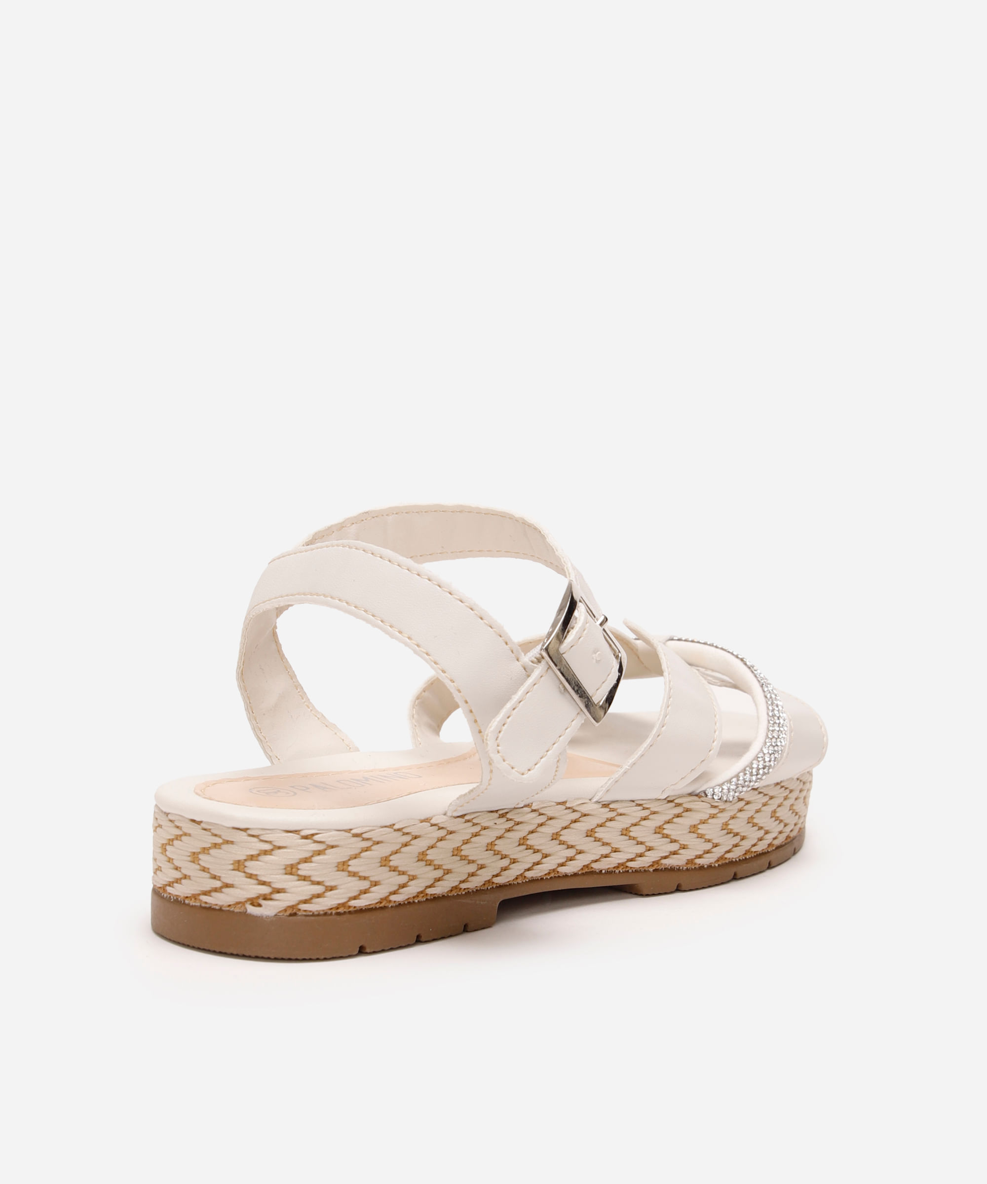 sandália infantil com recortes e brilho off white