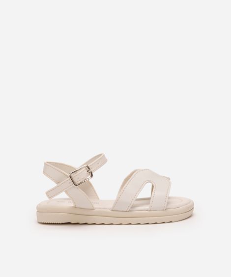 sandália infantil metalizada com recortes off white