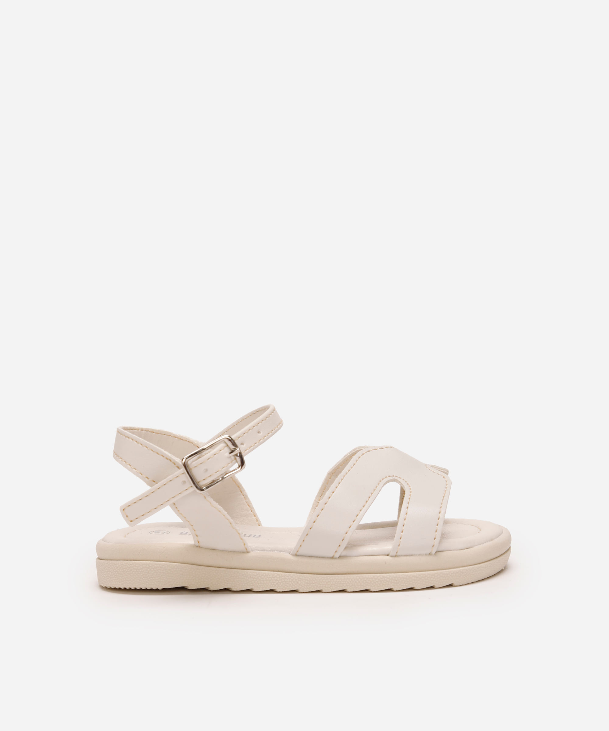 sandália infantil metalizada com recortes off white