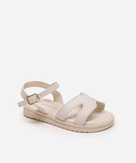 sandália infantil metalizada com recortes off white