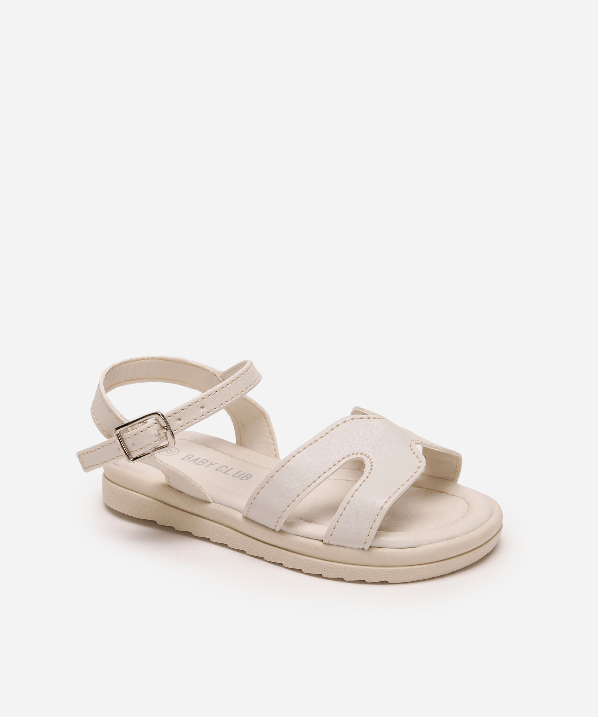 sandália infantil metalizada com recortes off white