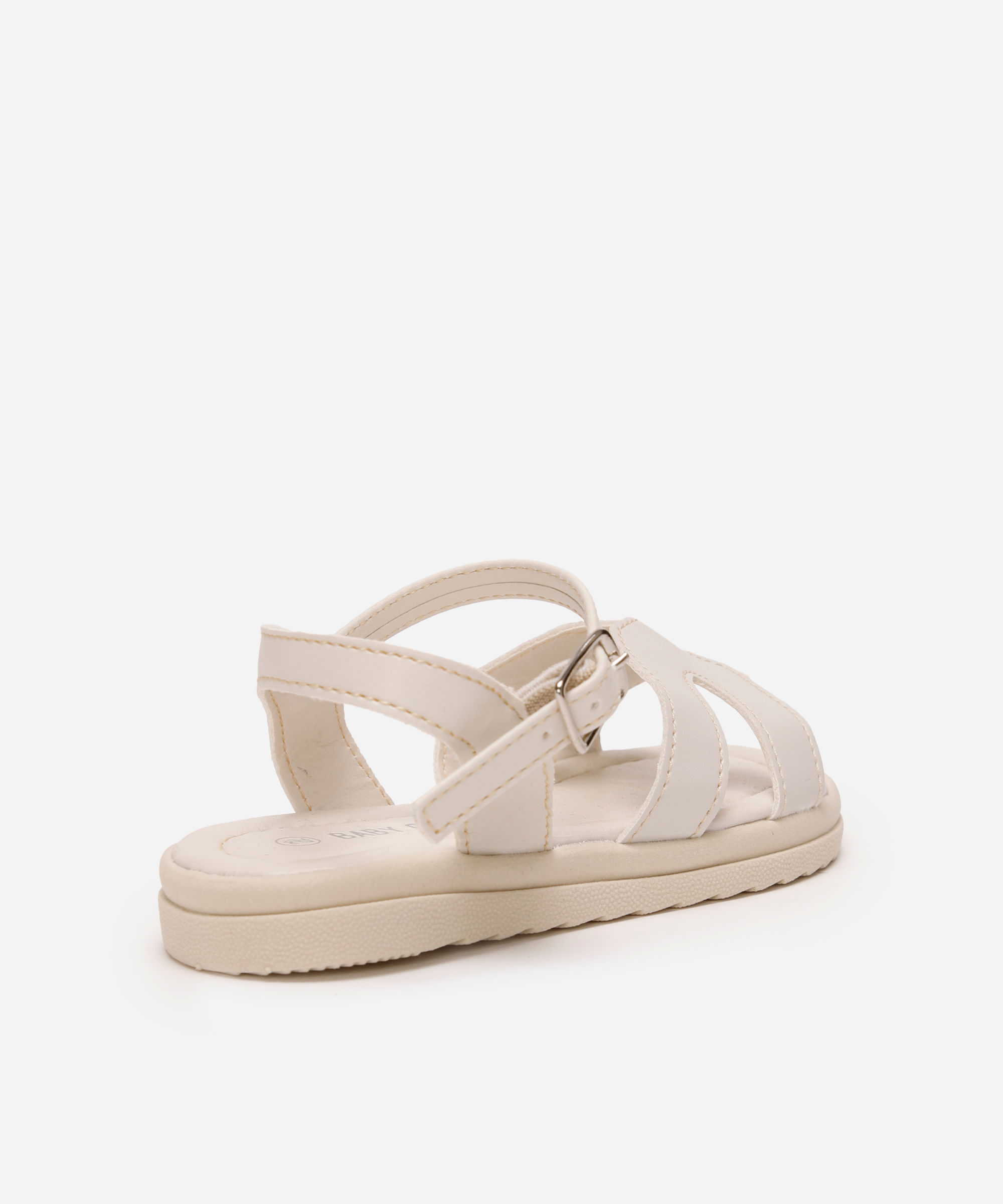 sandália infantil metalizada com recortes off white