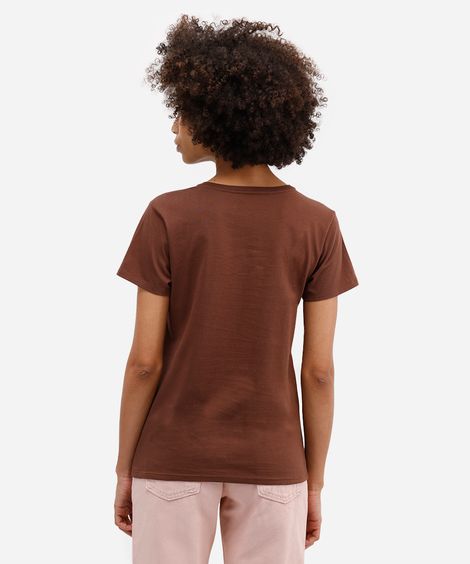 camiseta feminina de algodão sunday brunch marrom