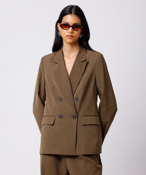 blazer feminino de alfaiataria mindset marrom
