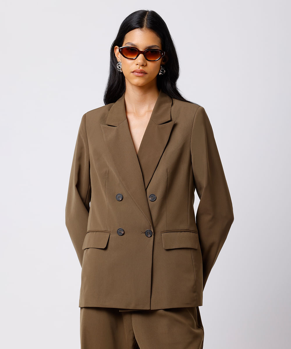 blazer feminino de alfaiataria mindset marrom