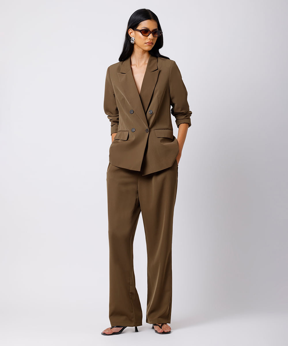 blazer feminino de alfaiataria mindset marrom