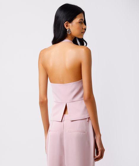 colete frente única feminino de alfaiataria mindset - rosa