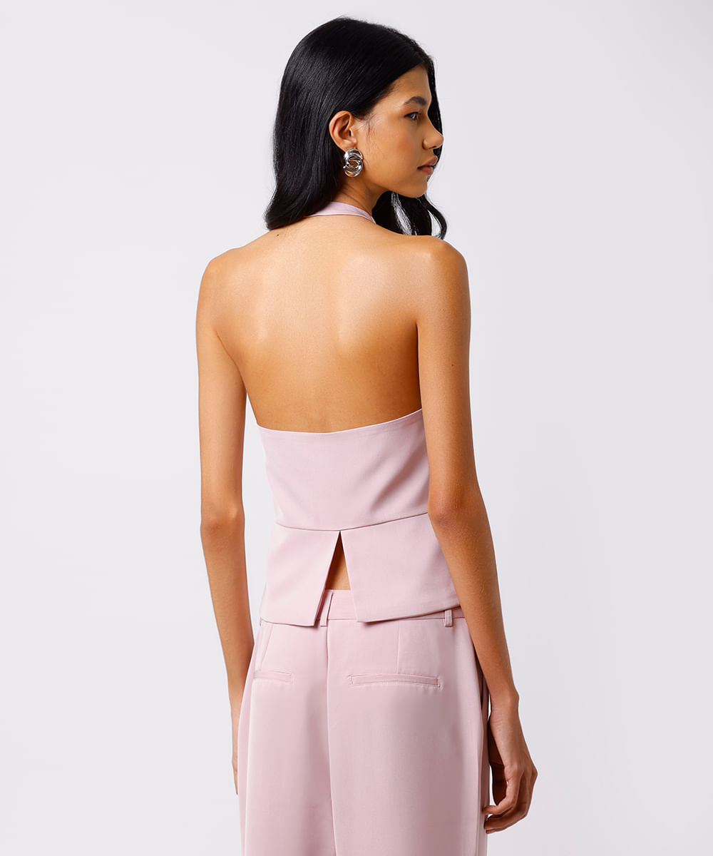 colete frente única feminino de alfaiataria mindset - rosa