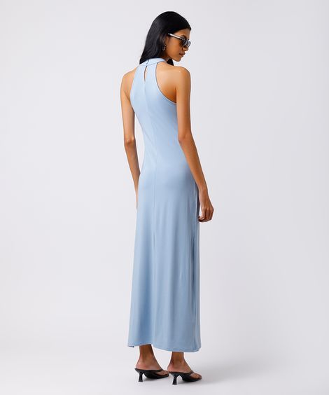 vestido midi feminino halterneck mindset - azul claro