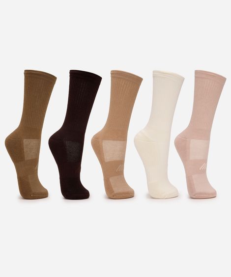 kit de 5 meias cano longo esportivo ace colorido