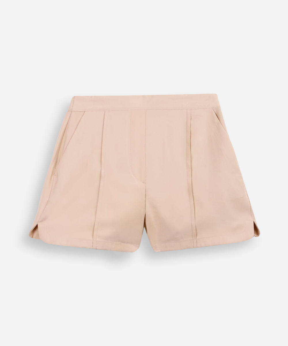 short de alfaiataria juvenil com nervura - areia