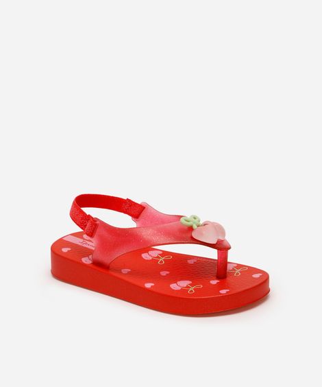 chinelo infantil ipanema com elástico vermelho