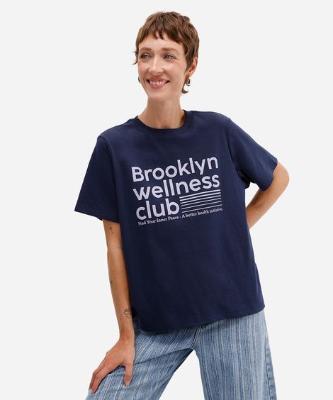camiseta feminina oversized estampada azul