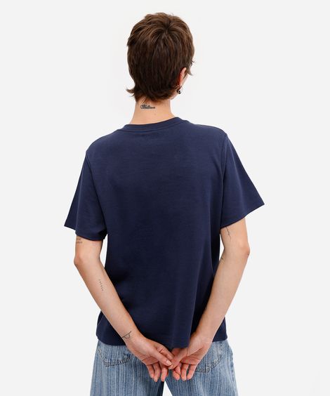 camiseta feminina oversized estampada azul