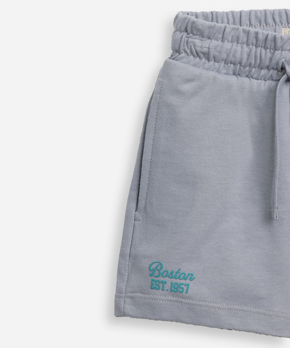 conjunto curto infantil de algodão estampado cinza