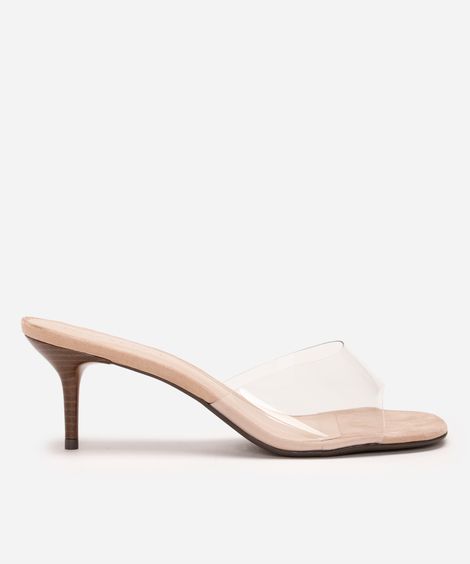 tamanco de vinil salto médio oneself transparente bege