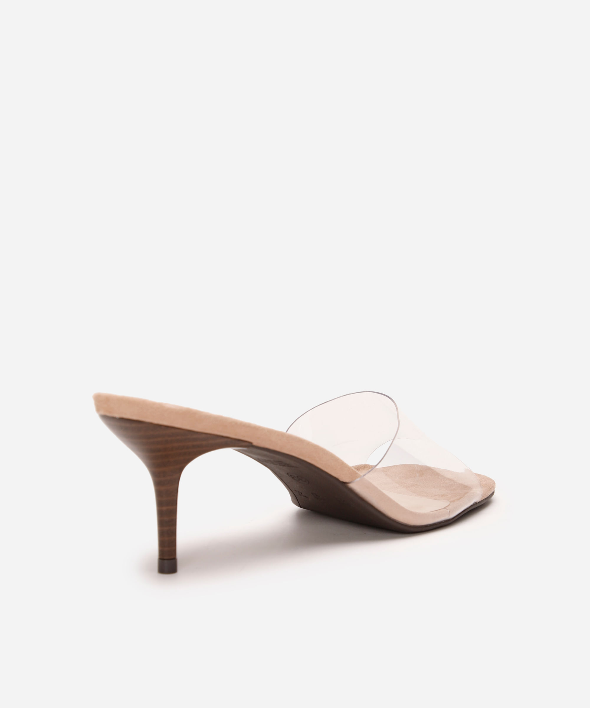 tamanco de vinil salto médio oneself transparente bege