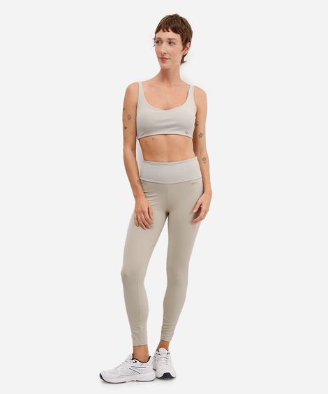 calça legging esportiva ace com recorte lateral bege