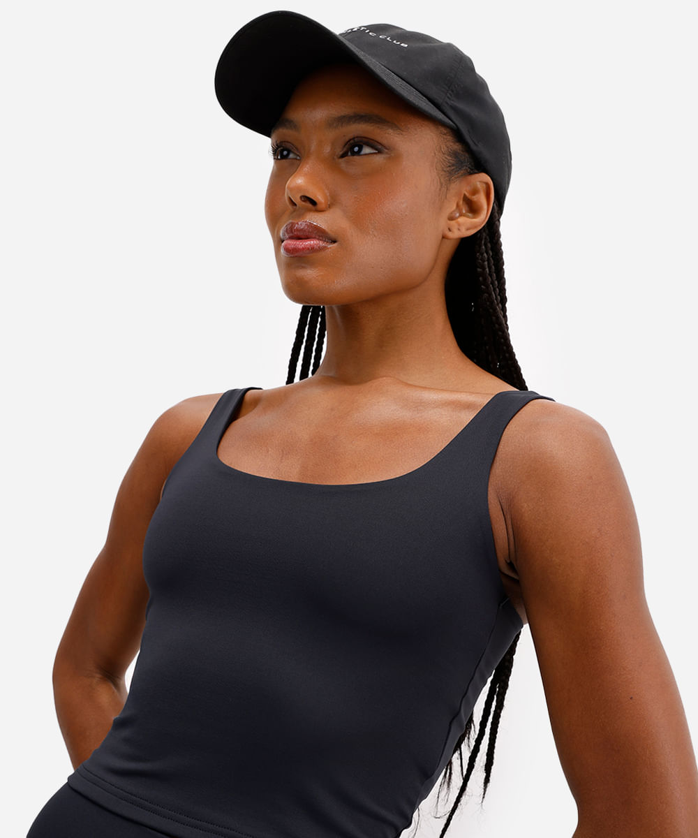 regata cropped alça fina esportiva ace preta