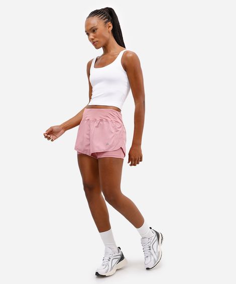 short running com forro e bolso esportivo ace rosa