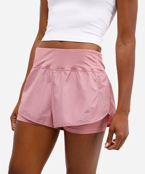 short running com forro e bolso esportivo ace rosa