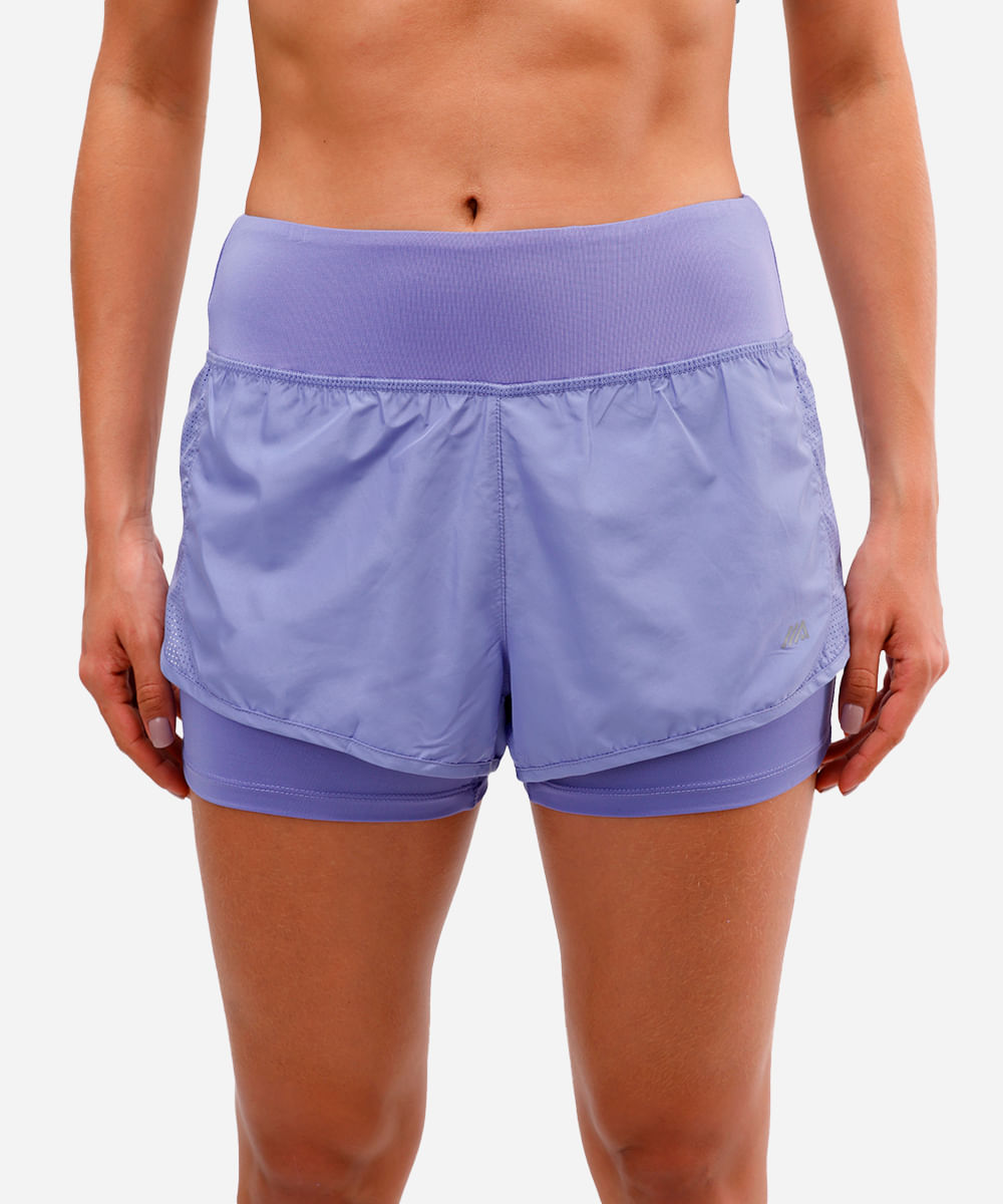 short running com forro e bolso esportivo lilás