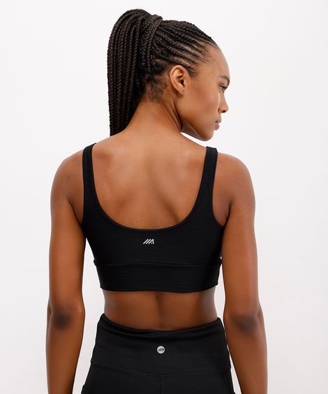 top feminino esportivo ace canelado preto