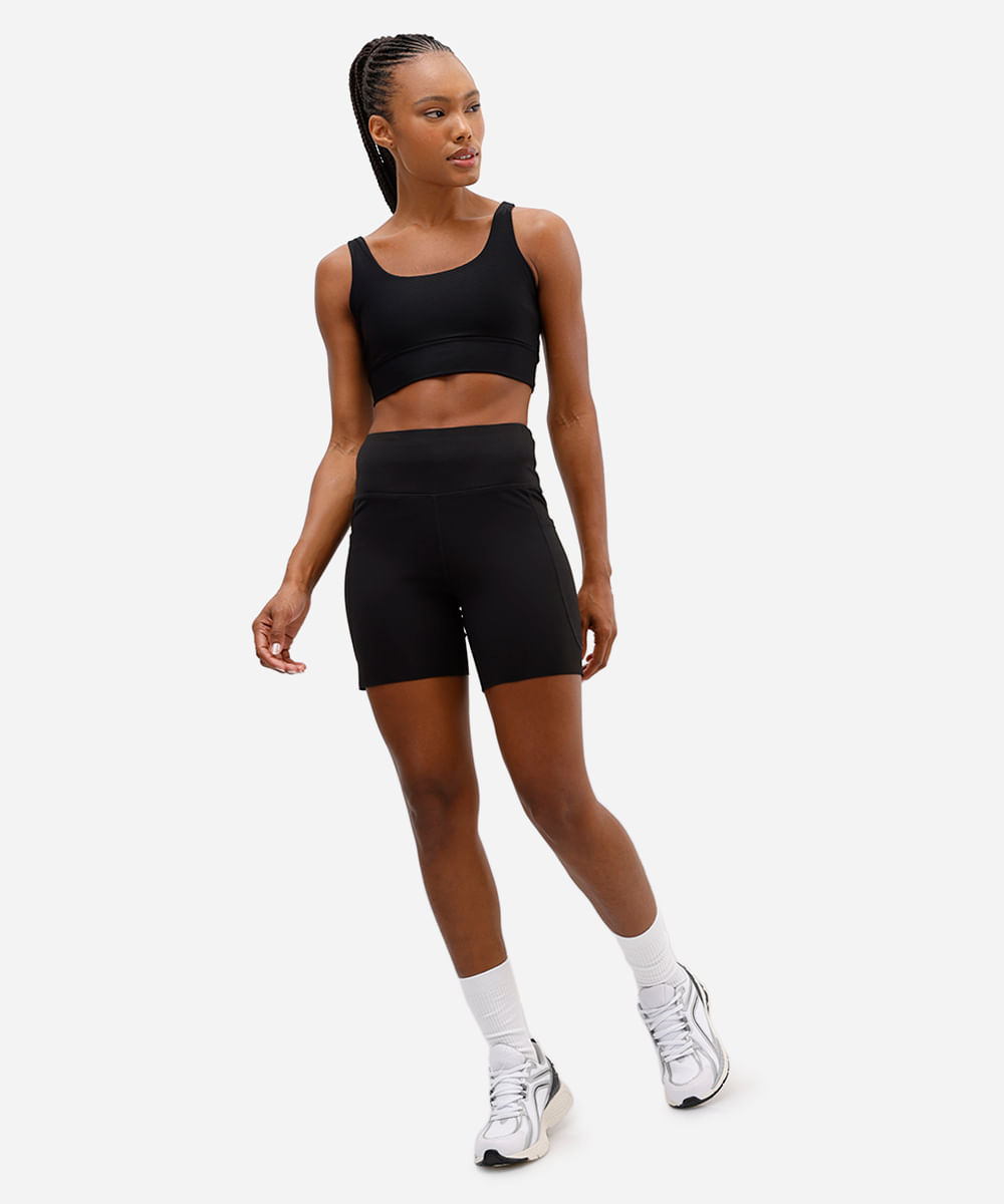 top feminino esportivo canelado preto