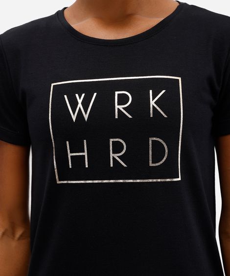camiseta esportiva feminina work hard preta