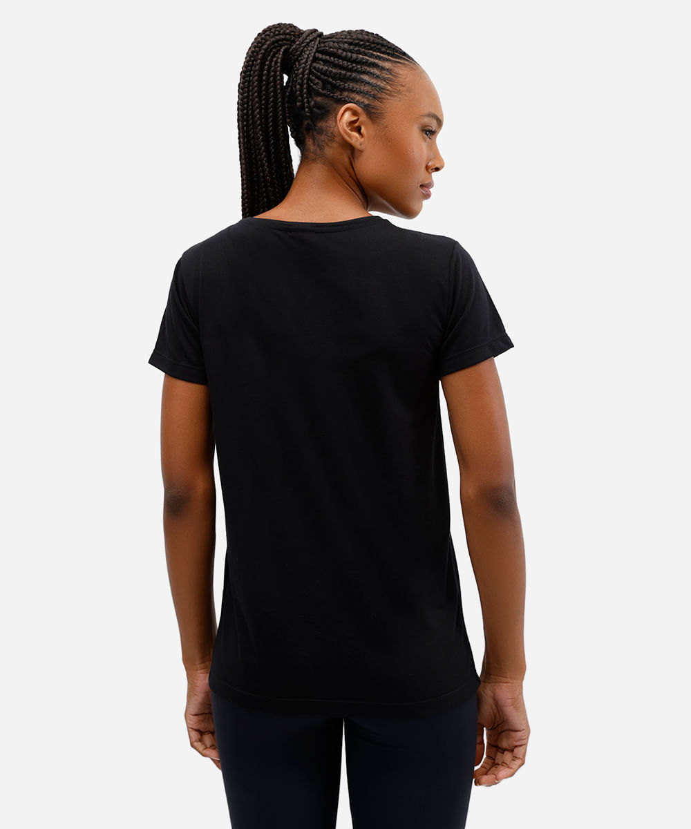 camiseta esportiva feminina work hard preta