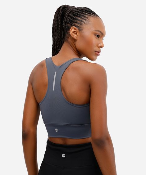 top nadador feminino esportivo ace com refletivo e bojo removível cinza