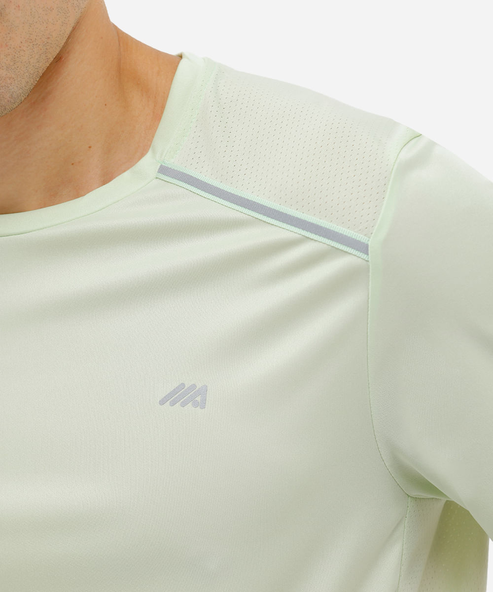 camiseta masculina esportiva refletivos manga curta verde