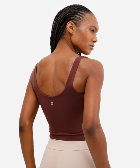 regata esportiva cropped  alça fina marrom