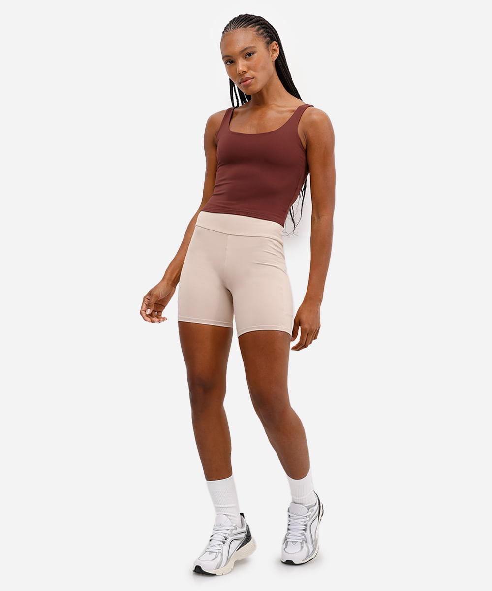 regata esportiva cropped  alça fina marrom