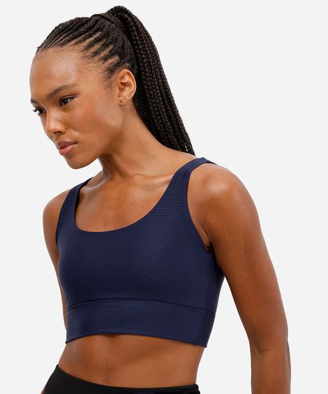 top feminino esportivo ace canelado azul