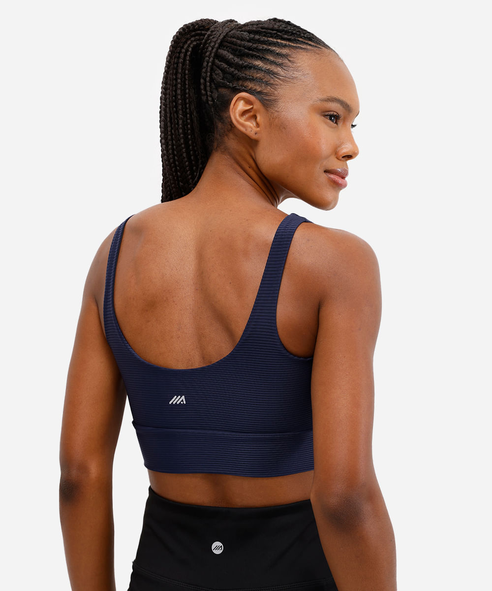 top feminino esportivo canelado azul