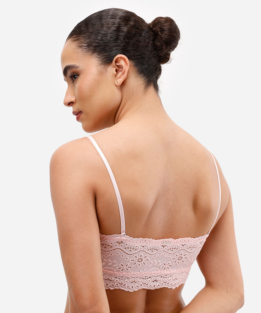 sutiã faixa de laise alças removíveis floral rosa