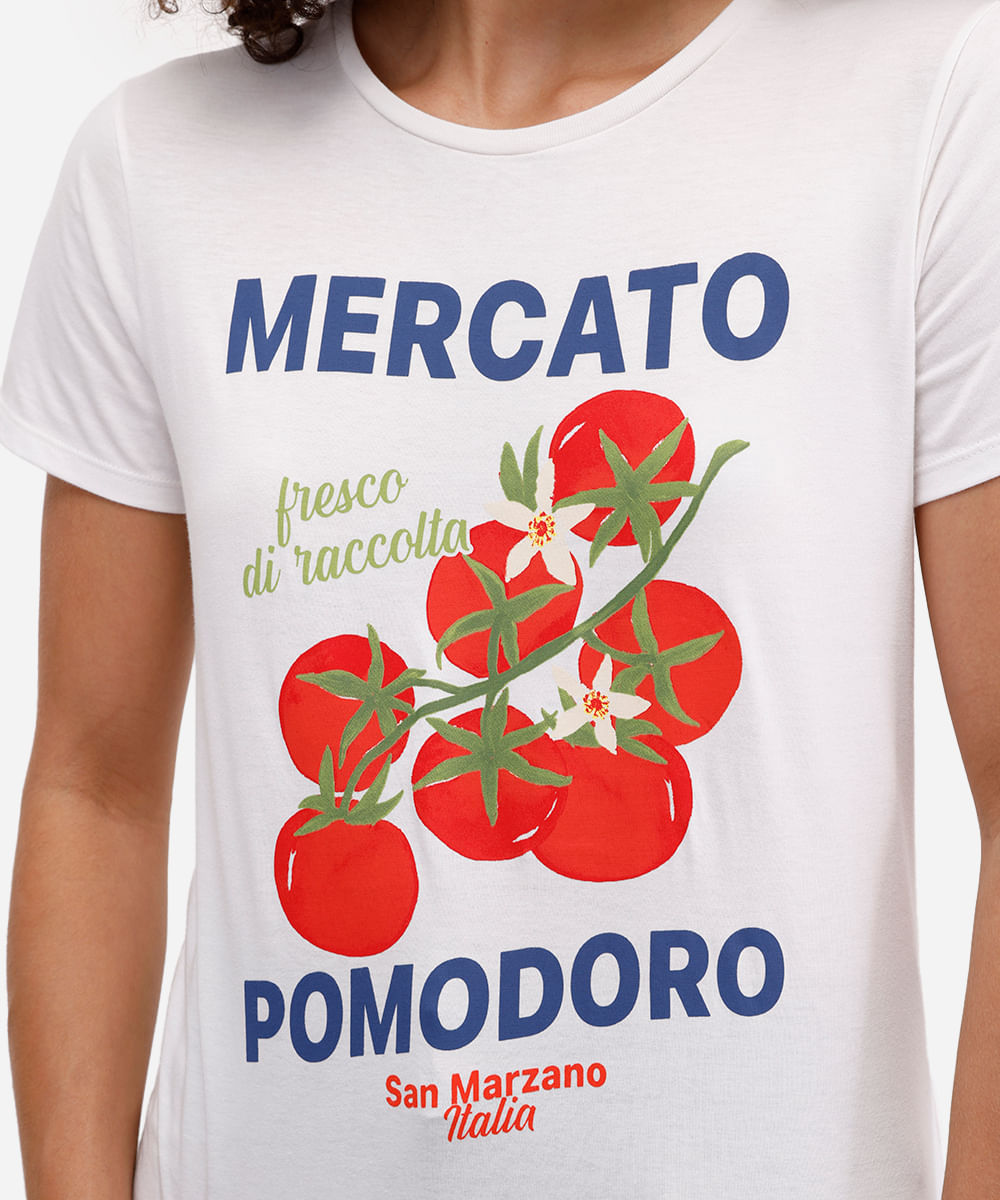 camiseta feminina de algodão estampada off white