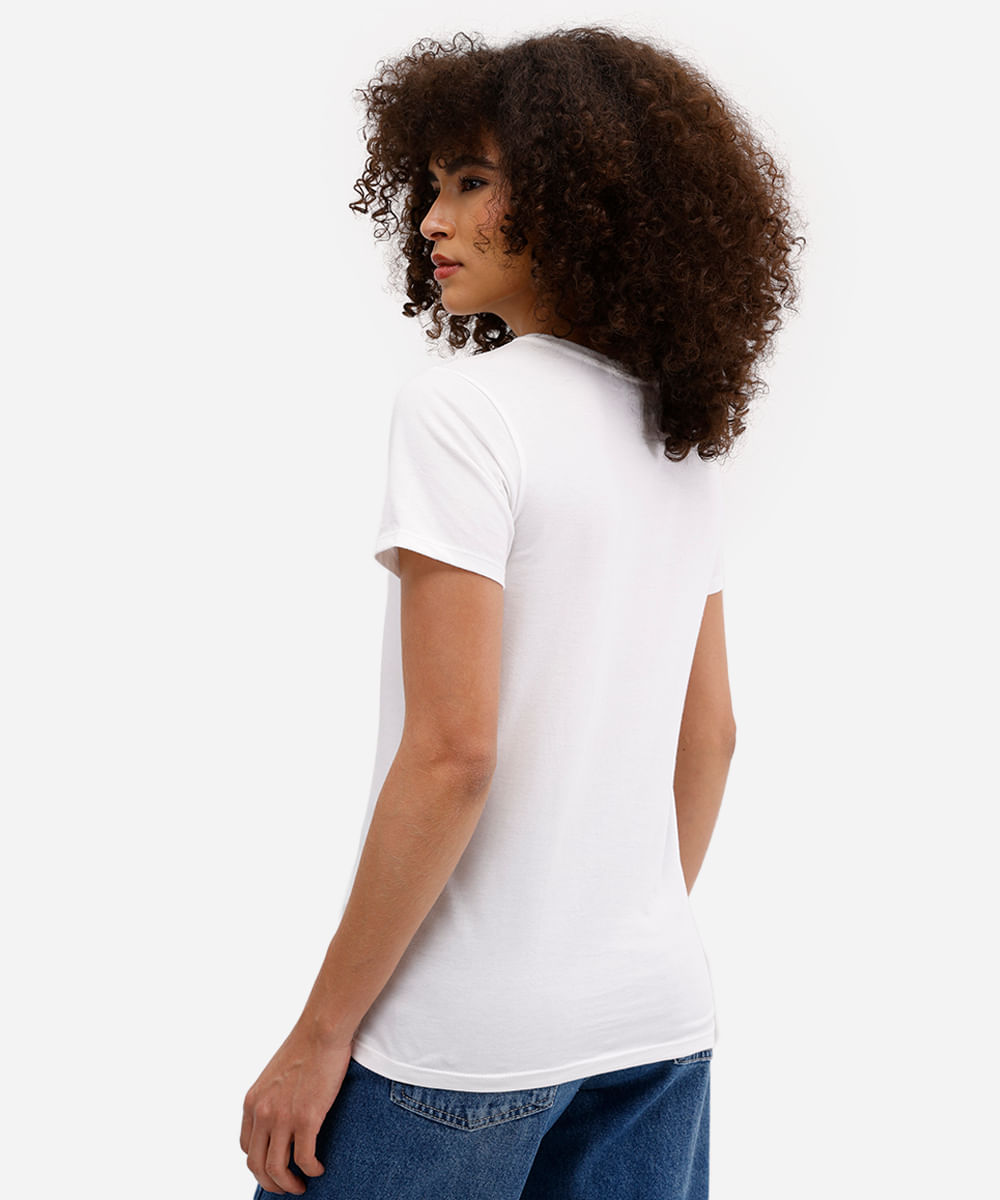 camiseta feminina de algodão estampada off white
