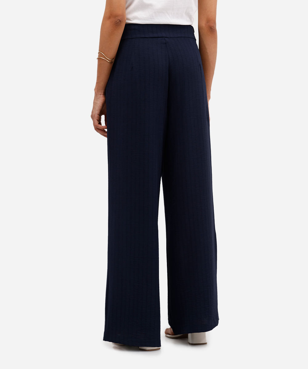 calça pantalona feminina texturizada azul