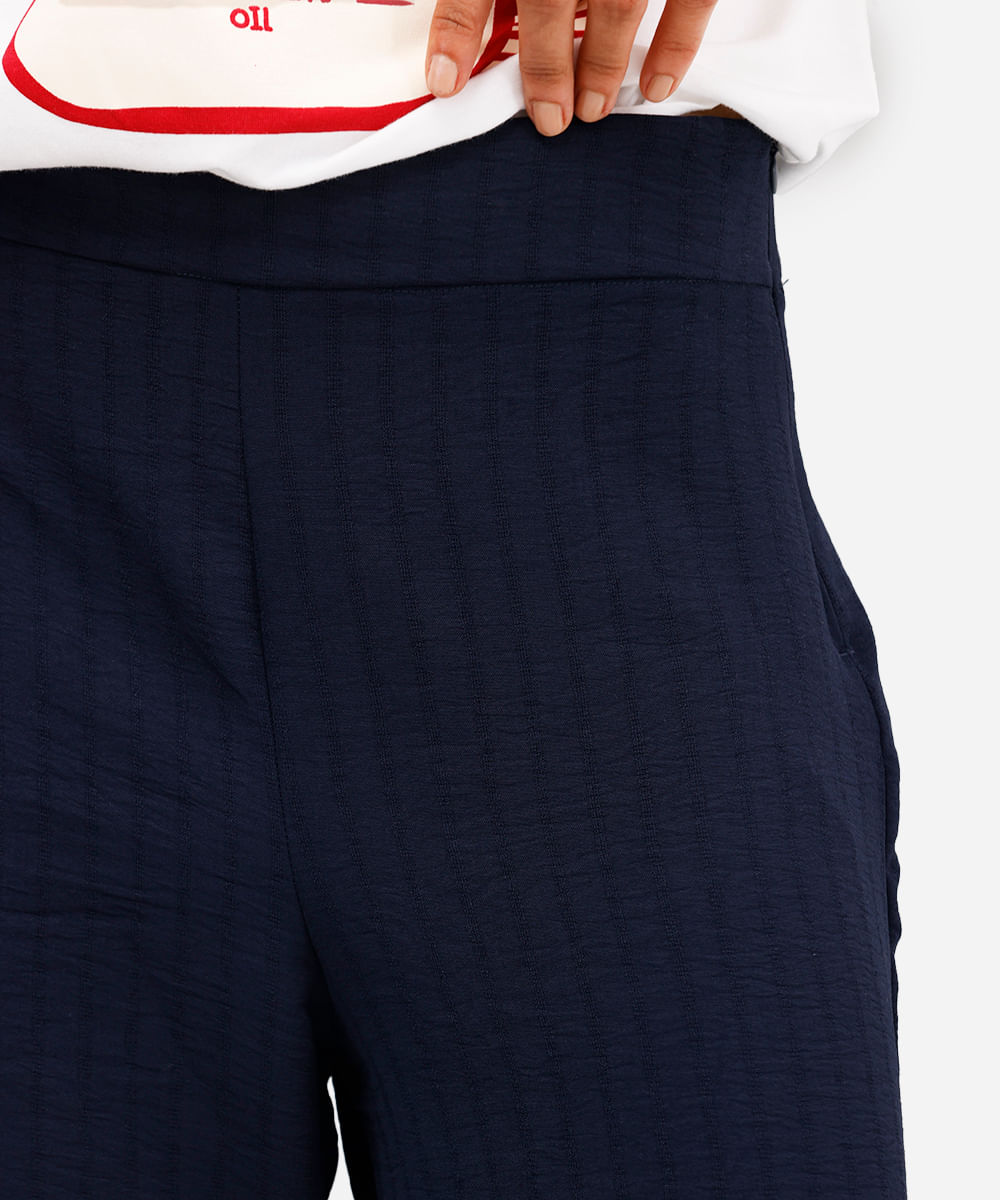 calça pantalona feminina texturizada azul