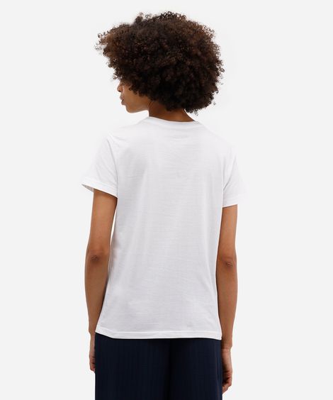 camiseta feminina de algodão sardinhas texturizada off white