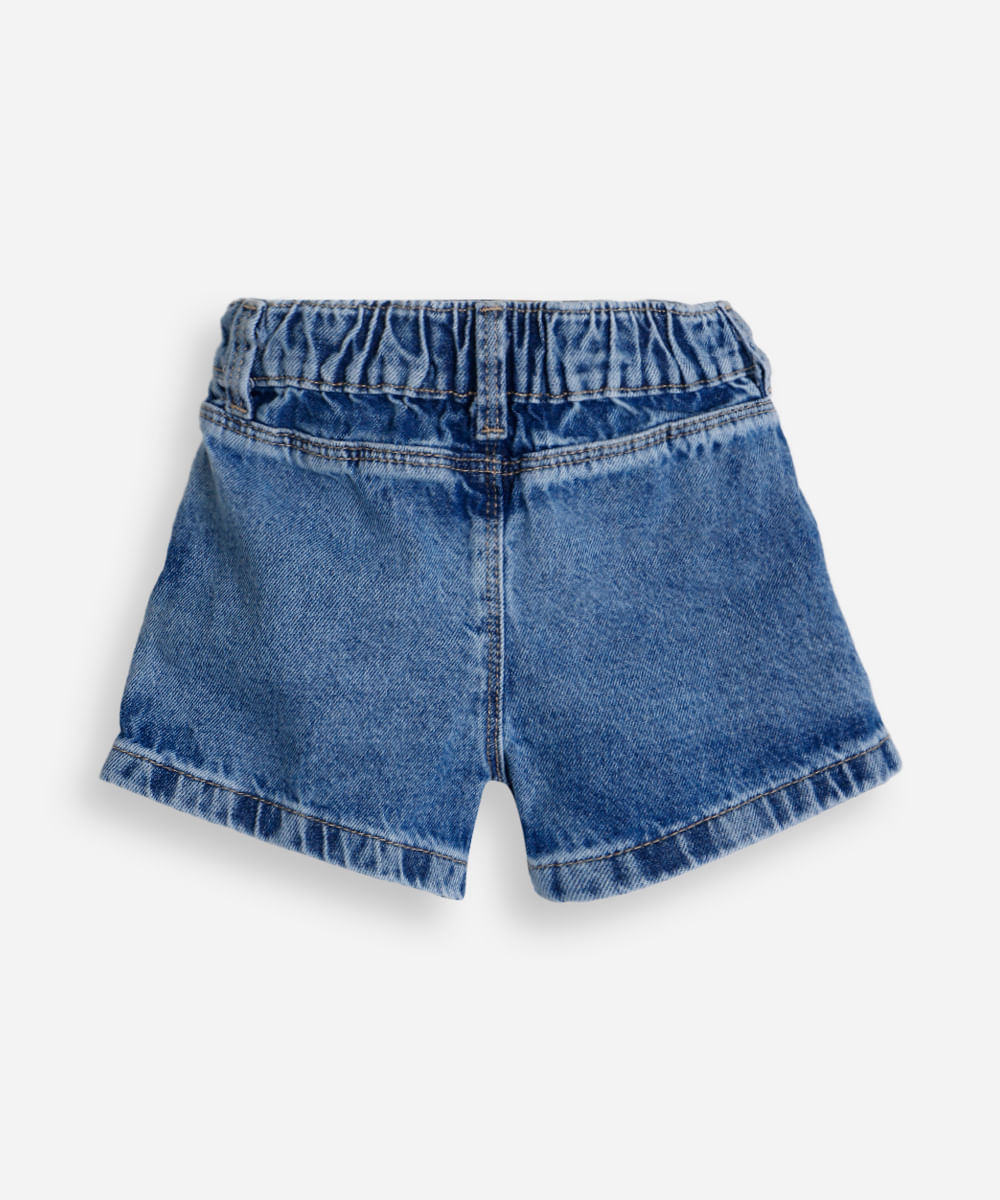 short saia plissada infantil com pregas - jeans medio