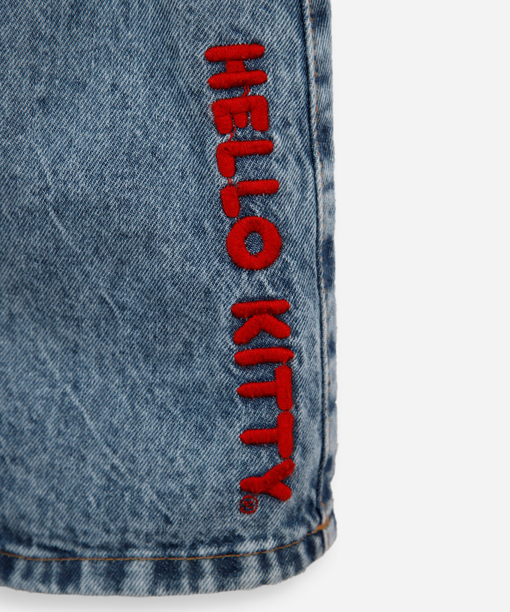 salopete infantil jeans hello kitty azul