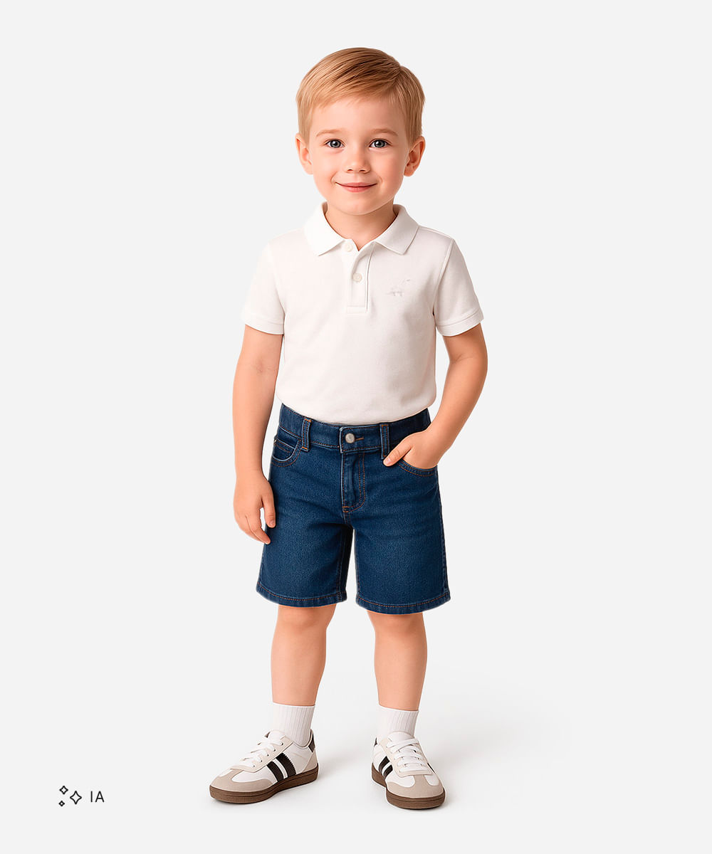 bermuda jeans infantil slim com bolso azul