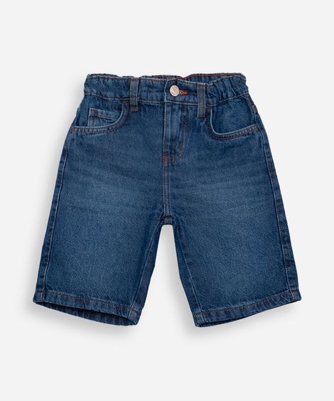 bermuda jeans infantil slim com bolso azul