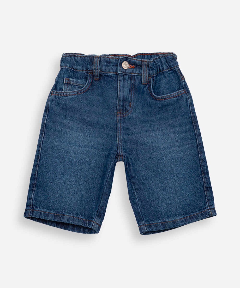 bermuda jeans infantil slim com bolso azul