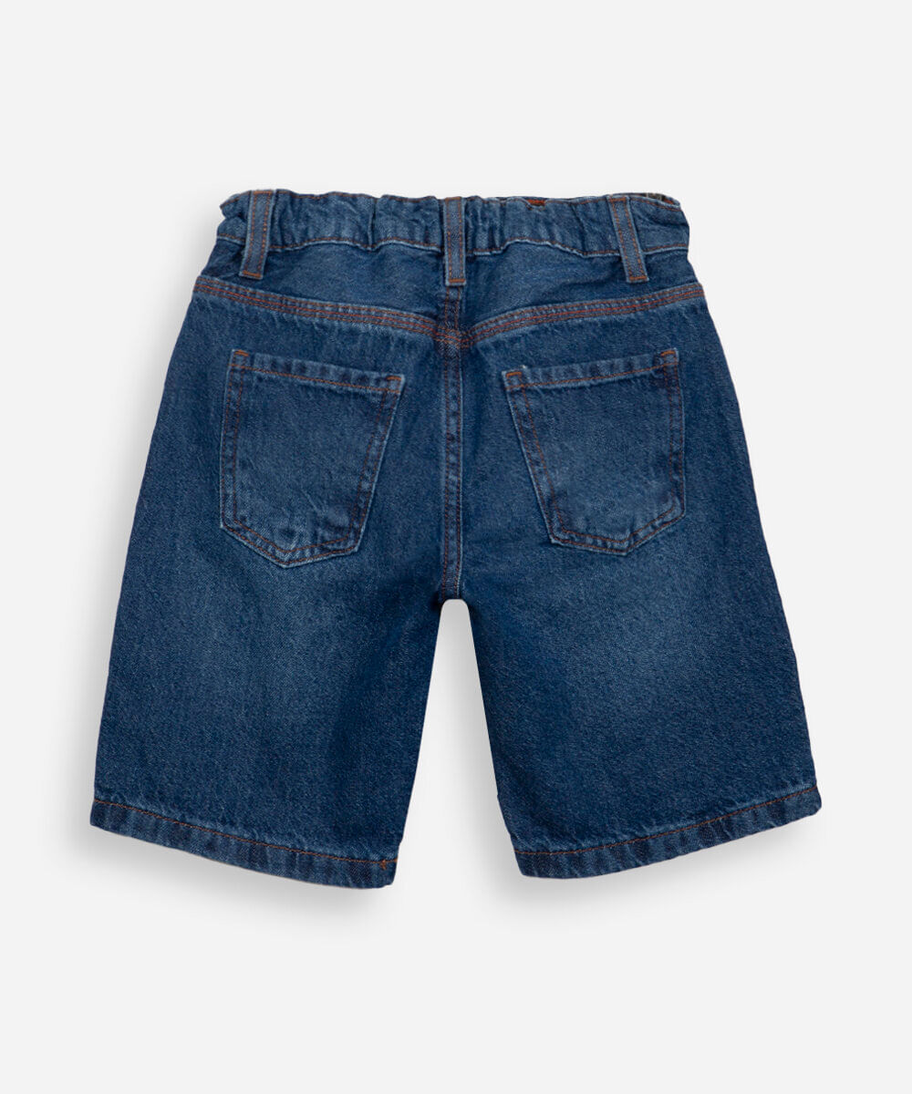 bermuda jeans infantil slim com bolso azul